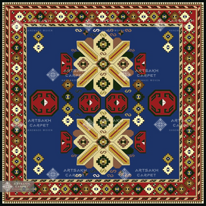 SILK SCARF WITH ARMENIAN ORNAMENT / SQUARE 013 / FREE DELIVERY